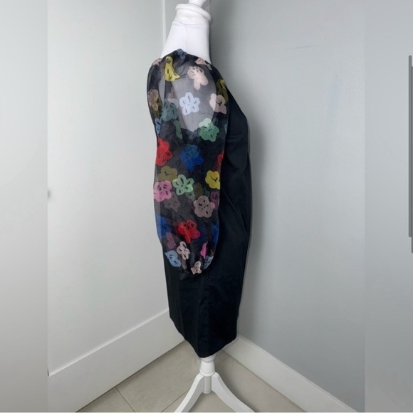 STAUD Toile Garden Black Dress with Multicolor Floral Sleeves - Picture 5 of 8